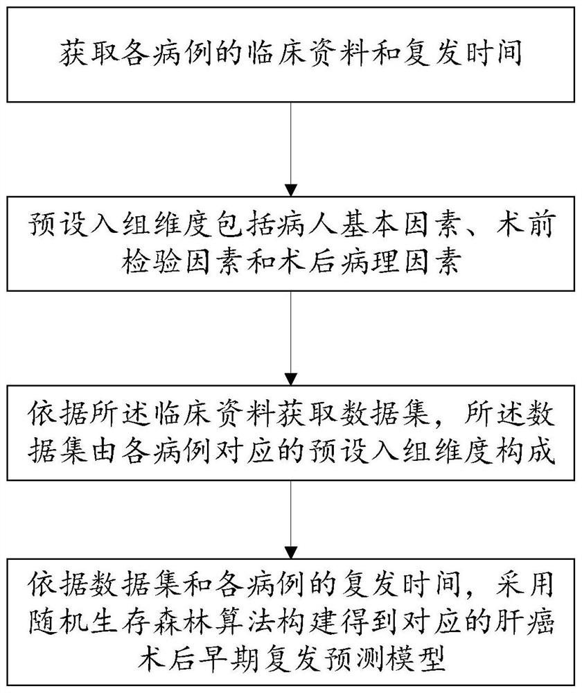 Random survival forest-based postoperative liver cancer recurrence prediction method based on and storage medium