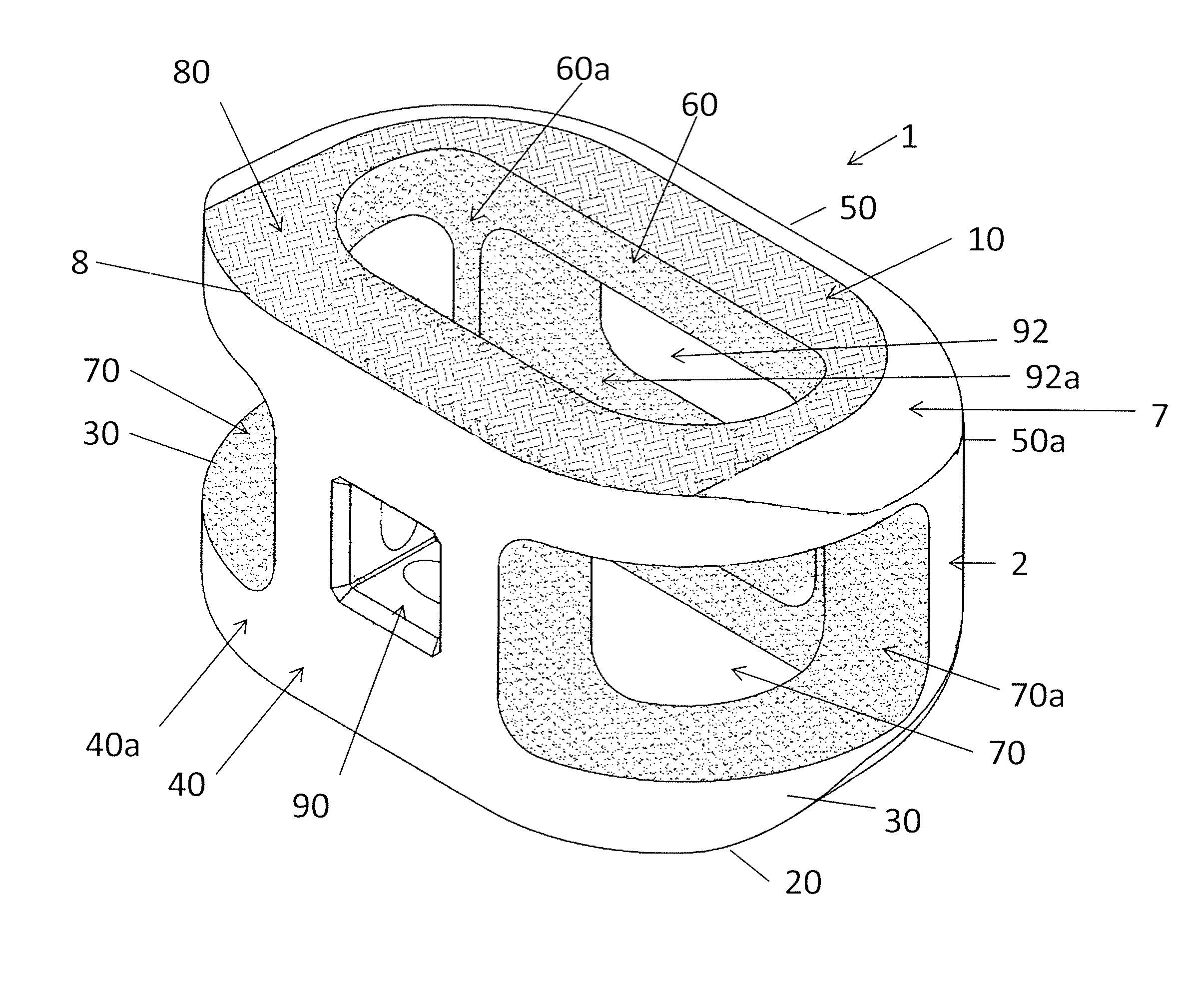 Process of fabricating implants having three distinct surfaces