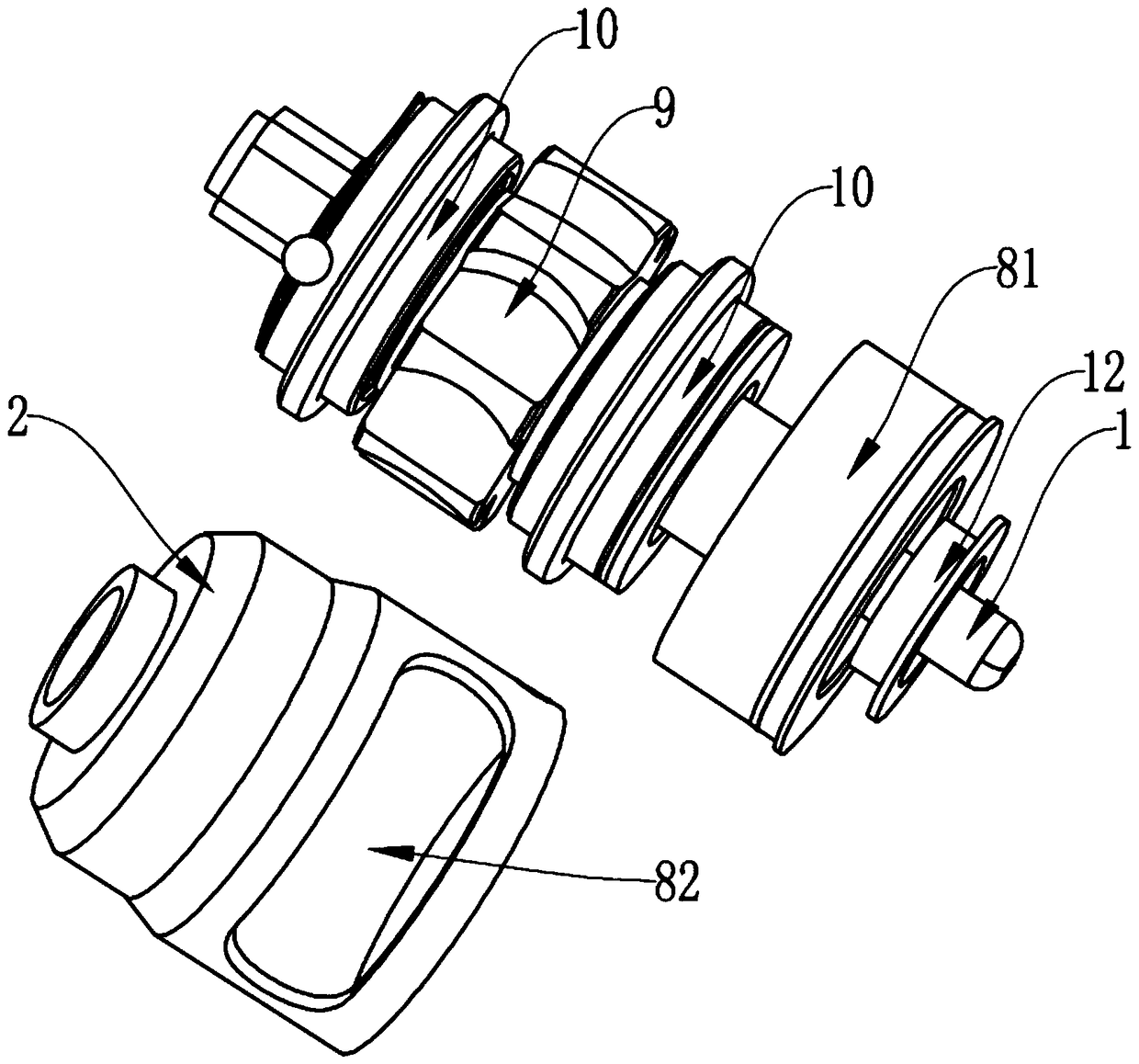 A press-type dental high-speed turbine handpiece