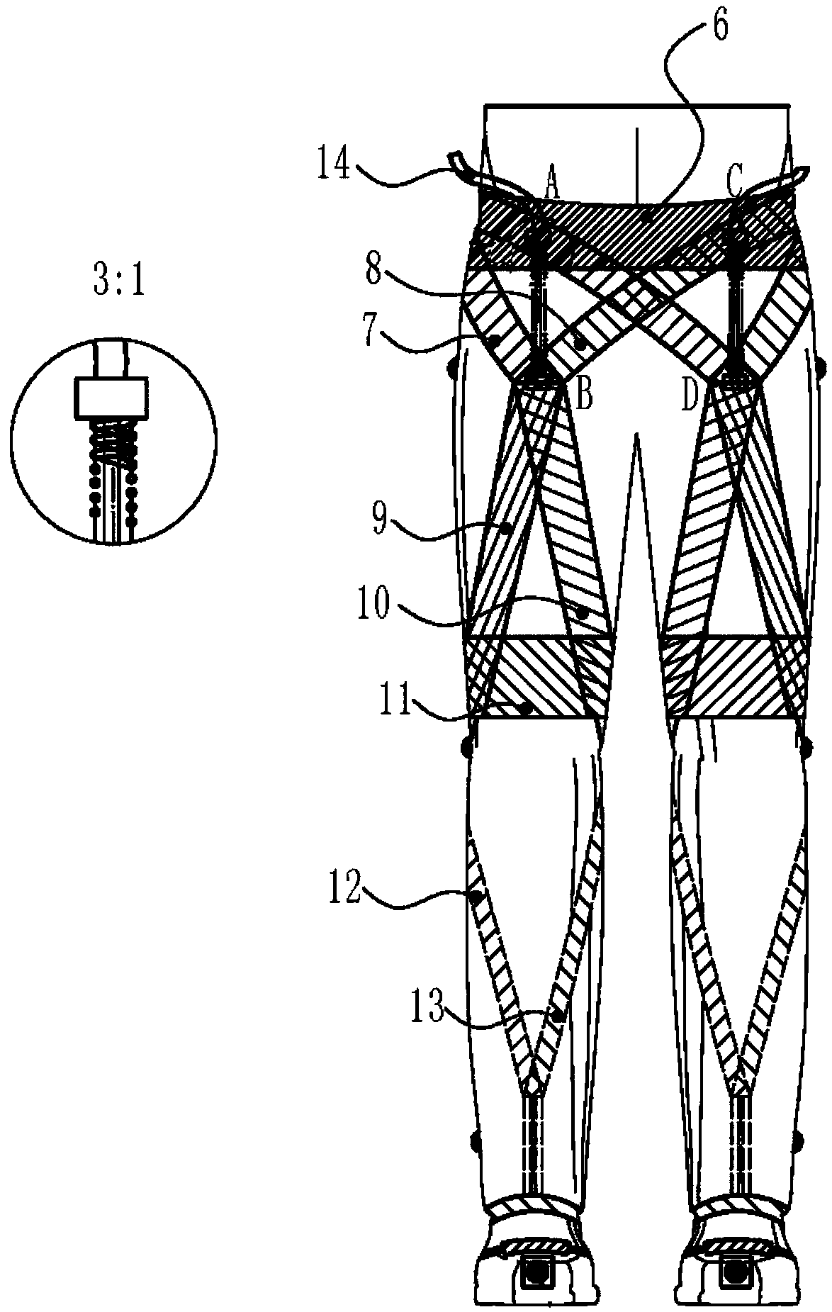 A wearable lower limb flexible power-assisted outerwear