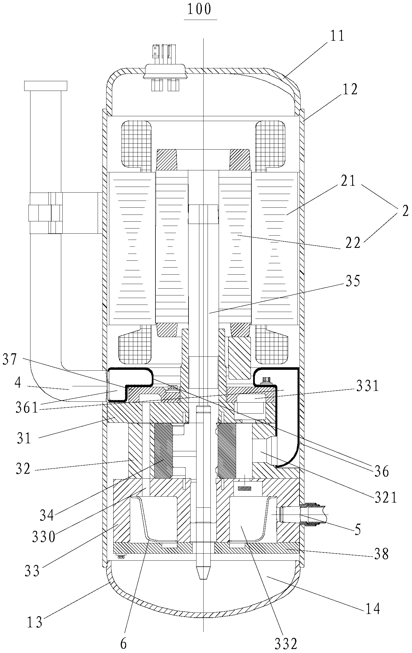 Low-back-pressure rotation type compressor