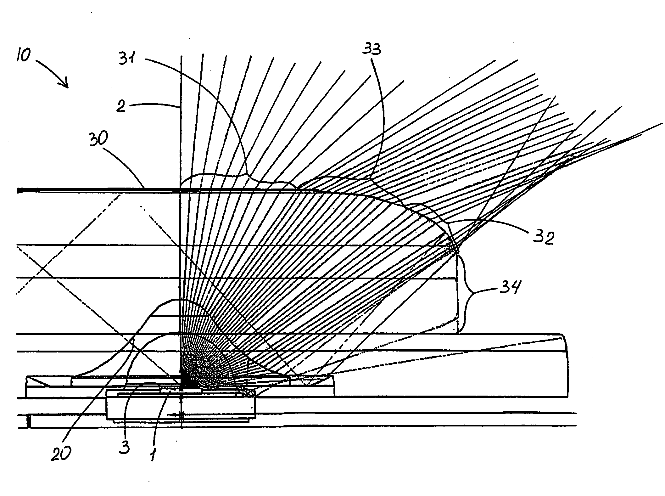 Lens with controlled light refraction