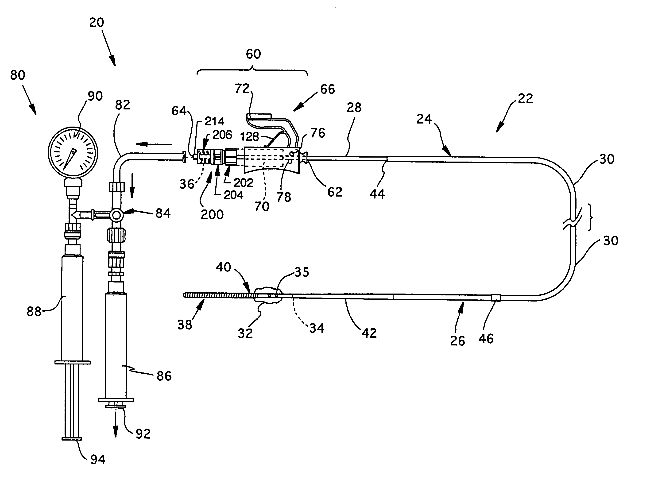 Gas inflation/evacuation system and sealing system incorporating a compression sealing mechanism for guidewire assembly having occlusive device