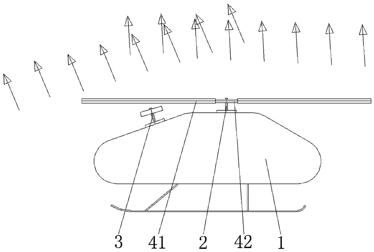 Asymmetric double axle helicopter and flying method thereof