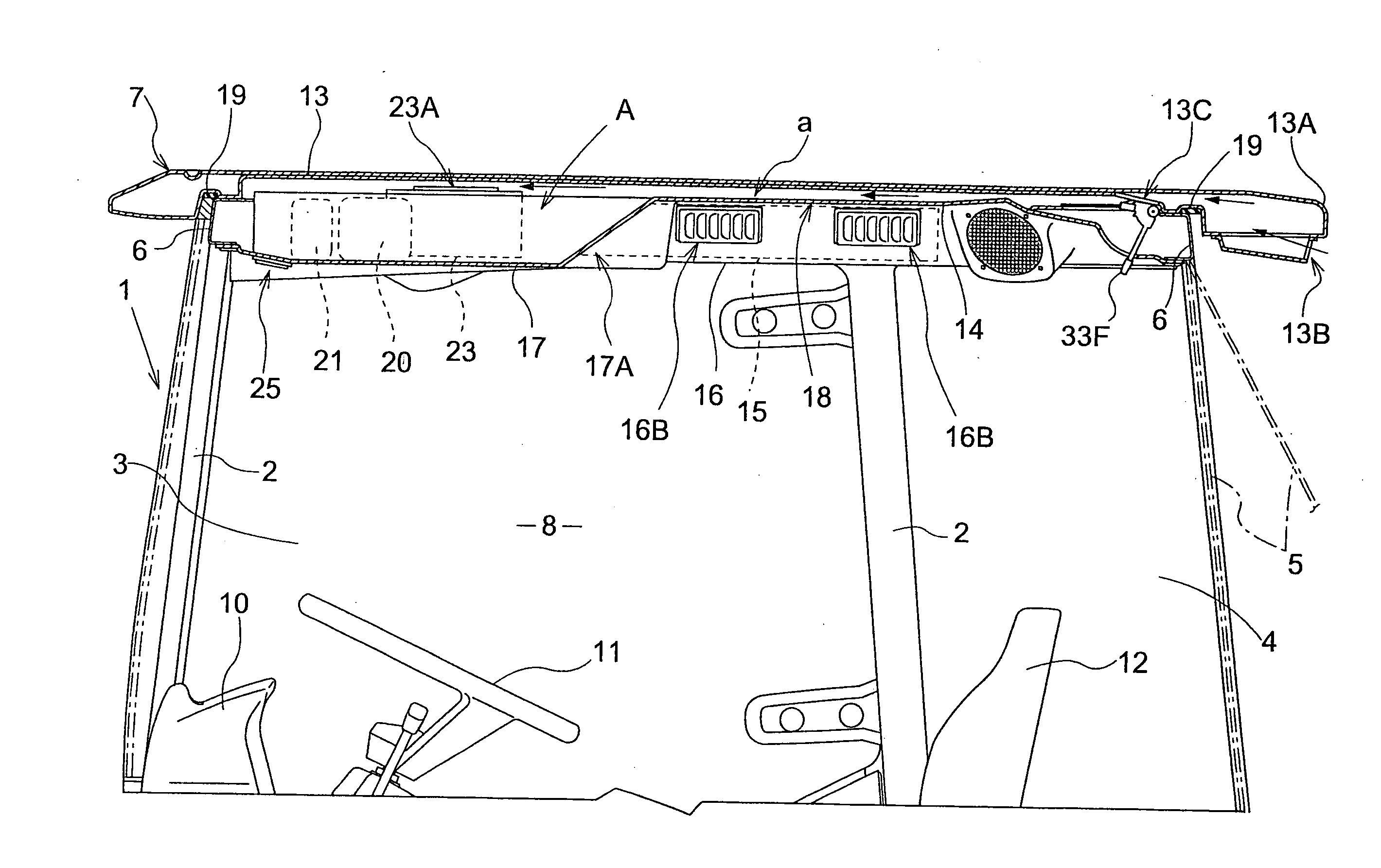 Work-vehicle cabin having air-conditioning unit