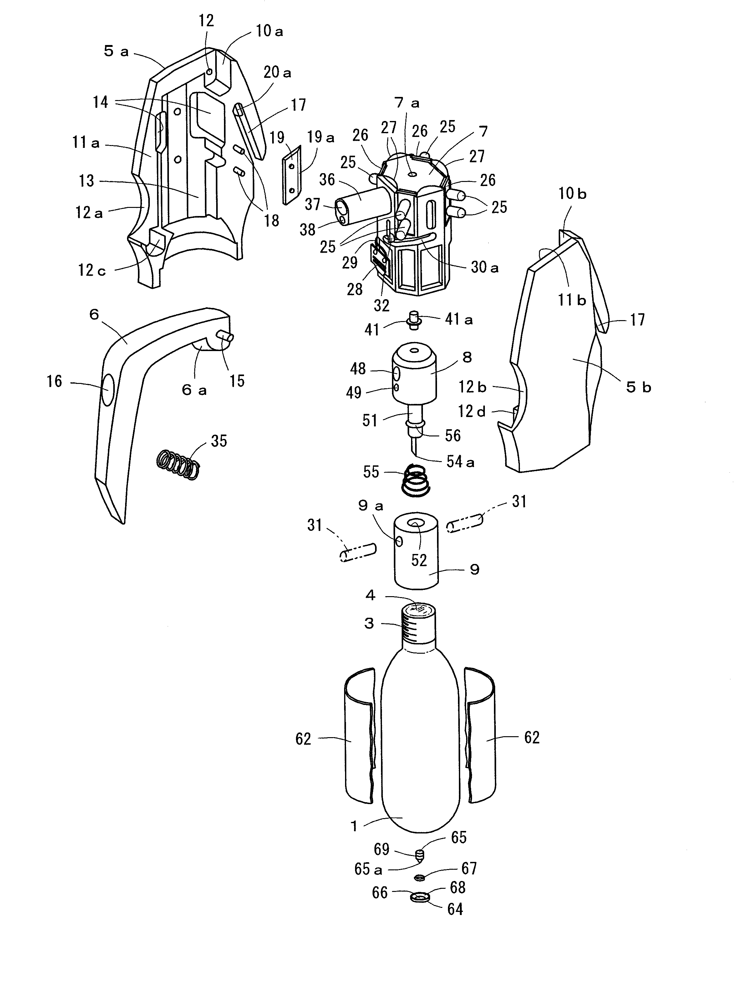 Fire extinguisher gas ejector