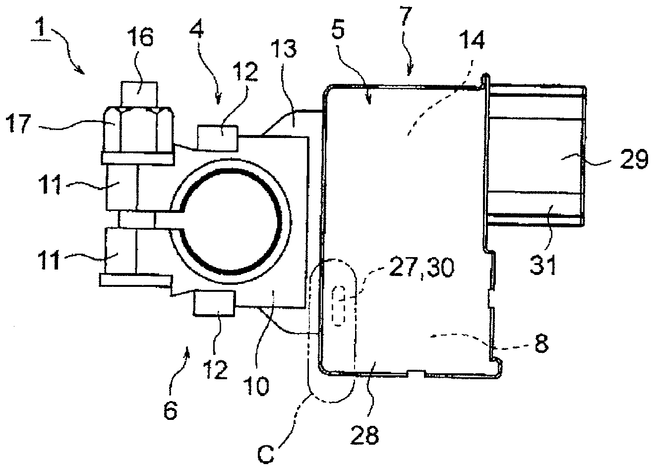 Battery terminal with current sensor