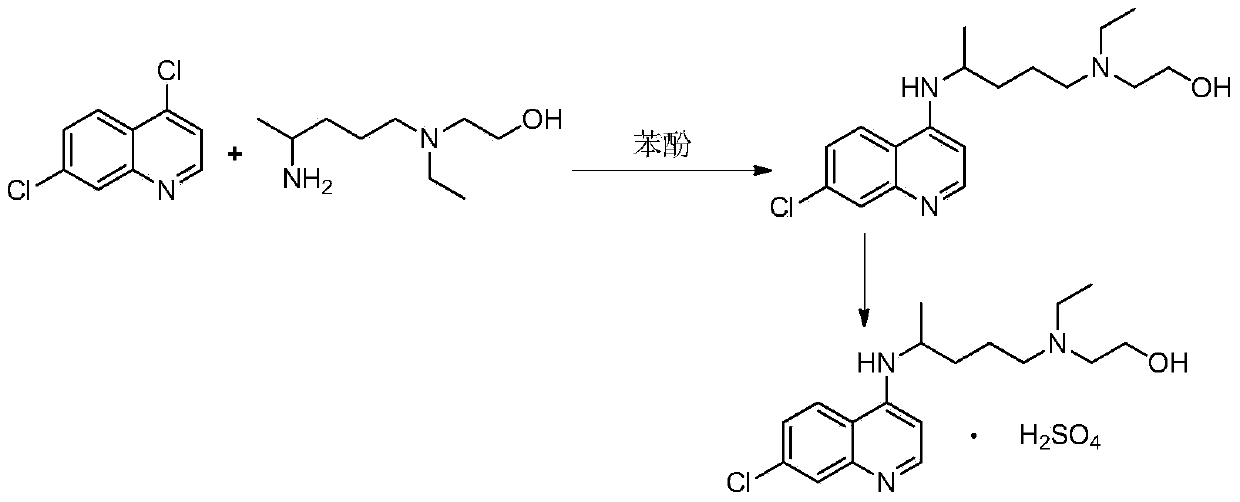 Novel industrial production method for hydroxychloroquine sulfate