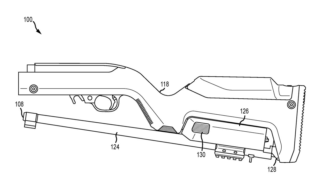 Takedown firearm with integral forend storage