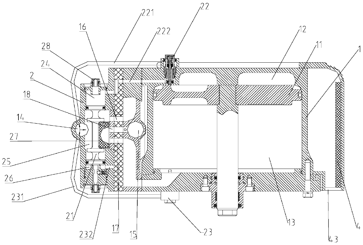 Pneumatic motor with dead-point-free exhaust reversing mechanism