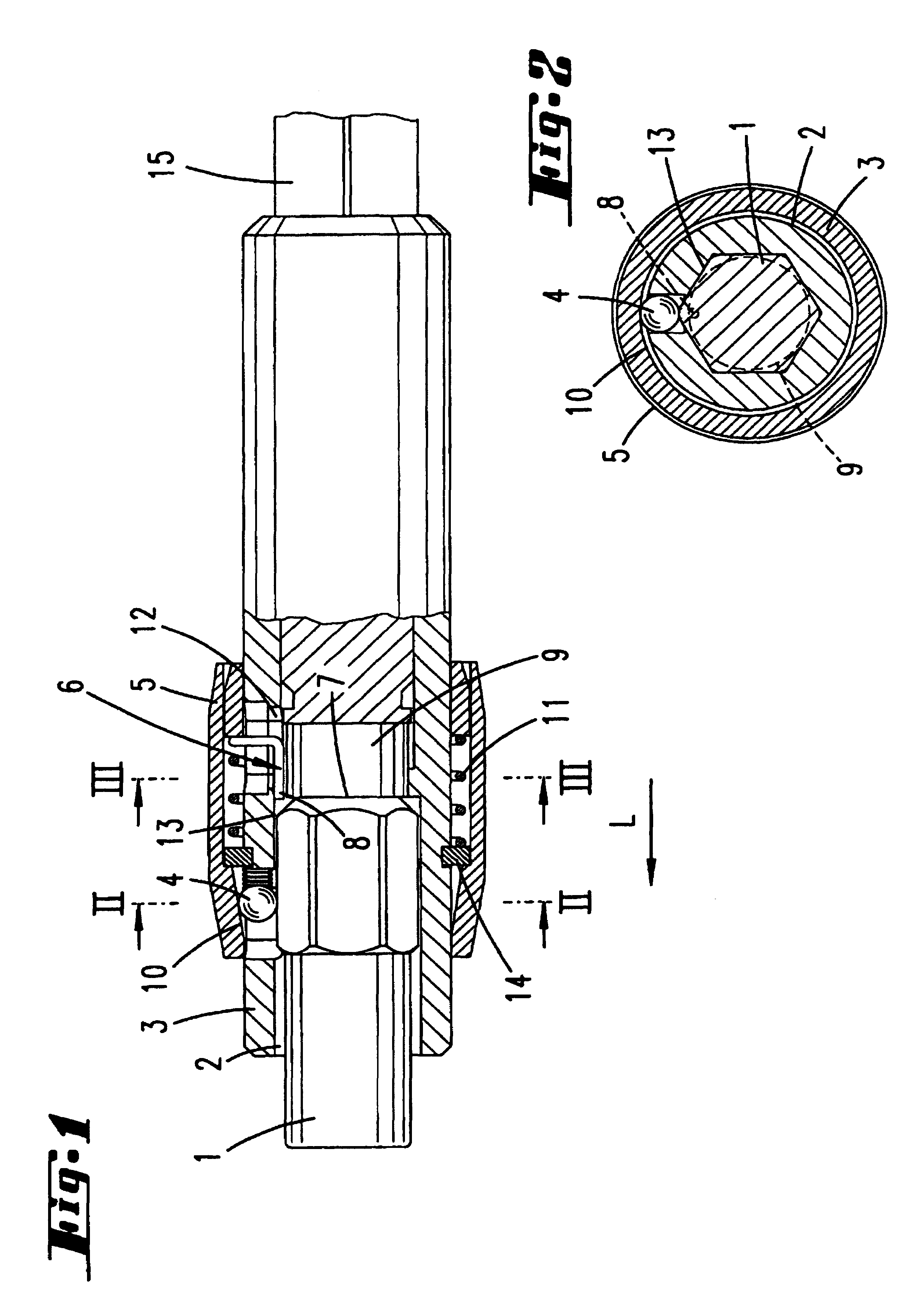 Chuck for receiving tools operated by rotating around the axis thereof