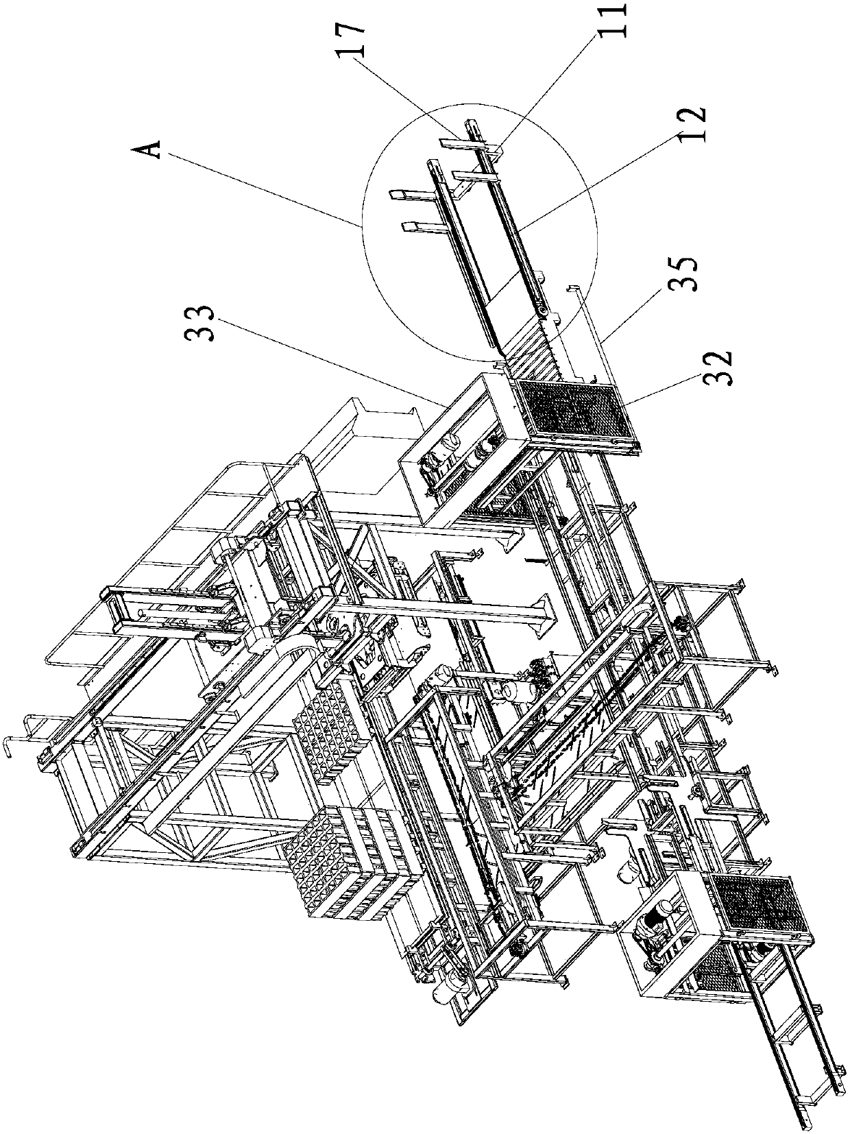 An automatic off-line palletizing production line