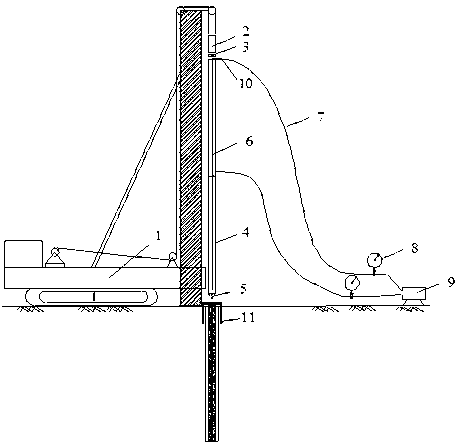 High polymer material slurry filled discrete material pile composite foundation and construction method thereof