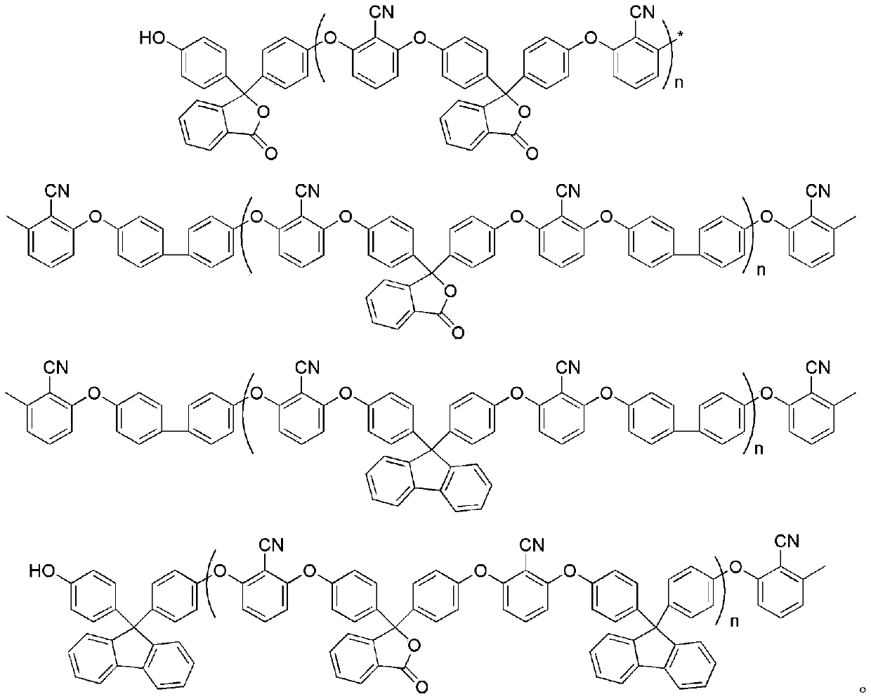 Light low-loss fiber-reinforced aromatic nitrile-based resin matrix composite material and preparation method thereof