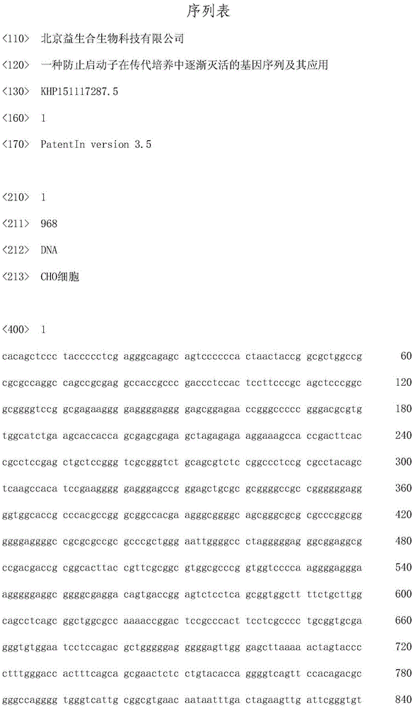 Gene sequence capable of preventing gradual inactivation of promoter in subculture and applications of gene sequence