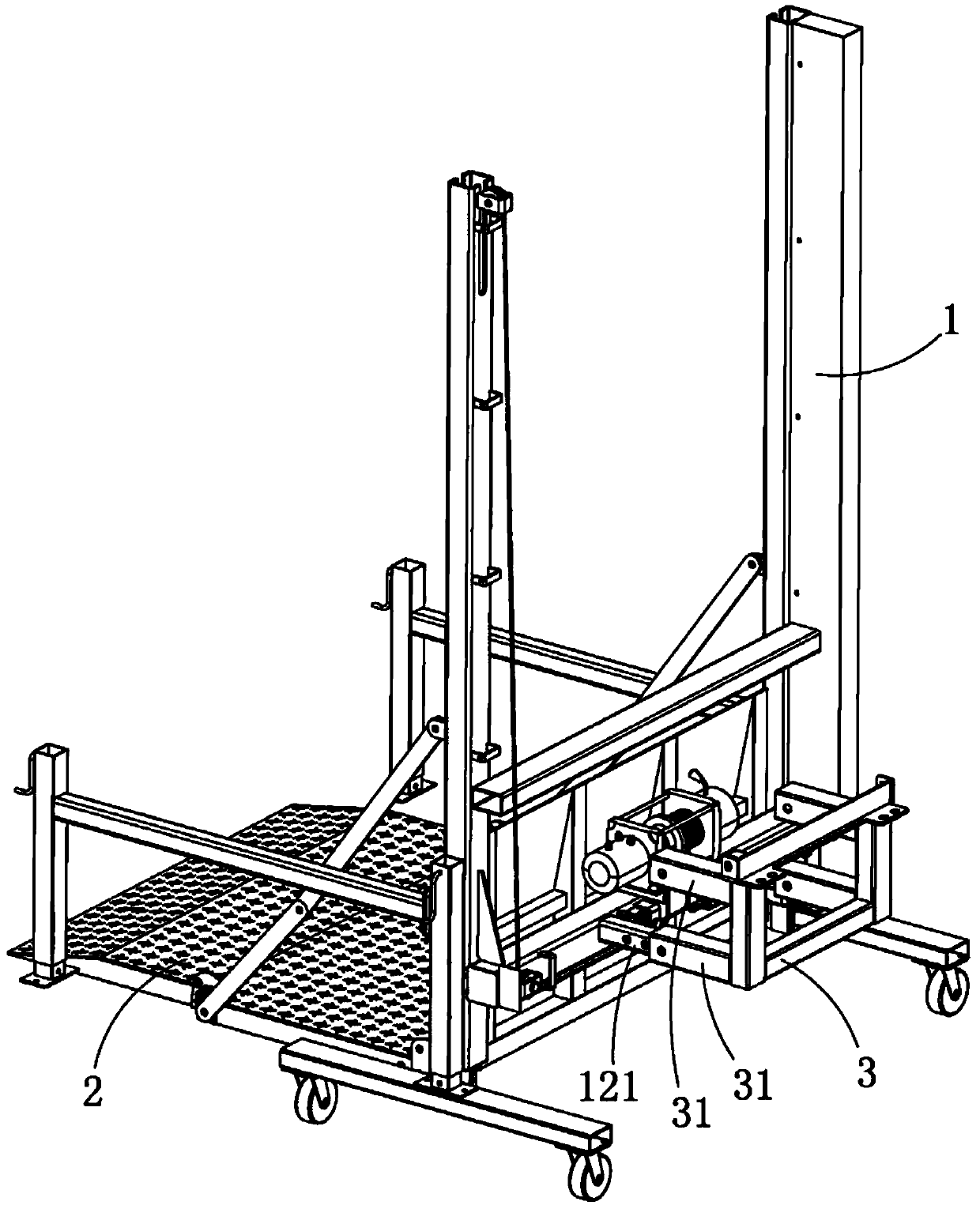 Military truck portable elevator and method for material loading and unloading through military truck portable elevator