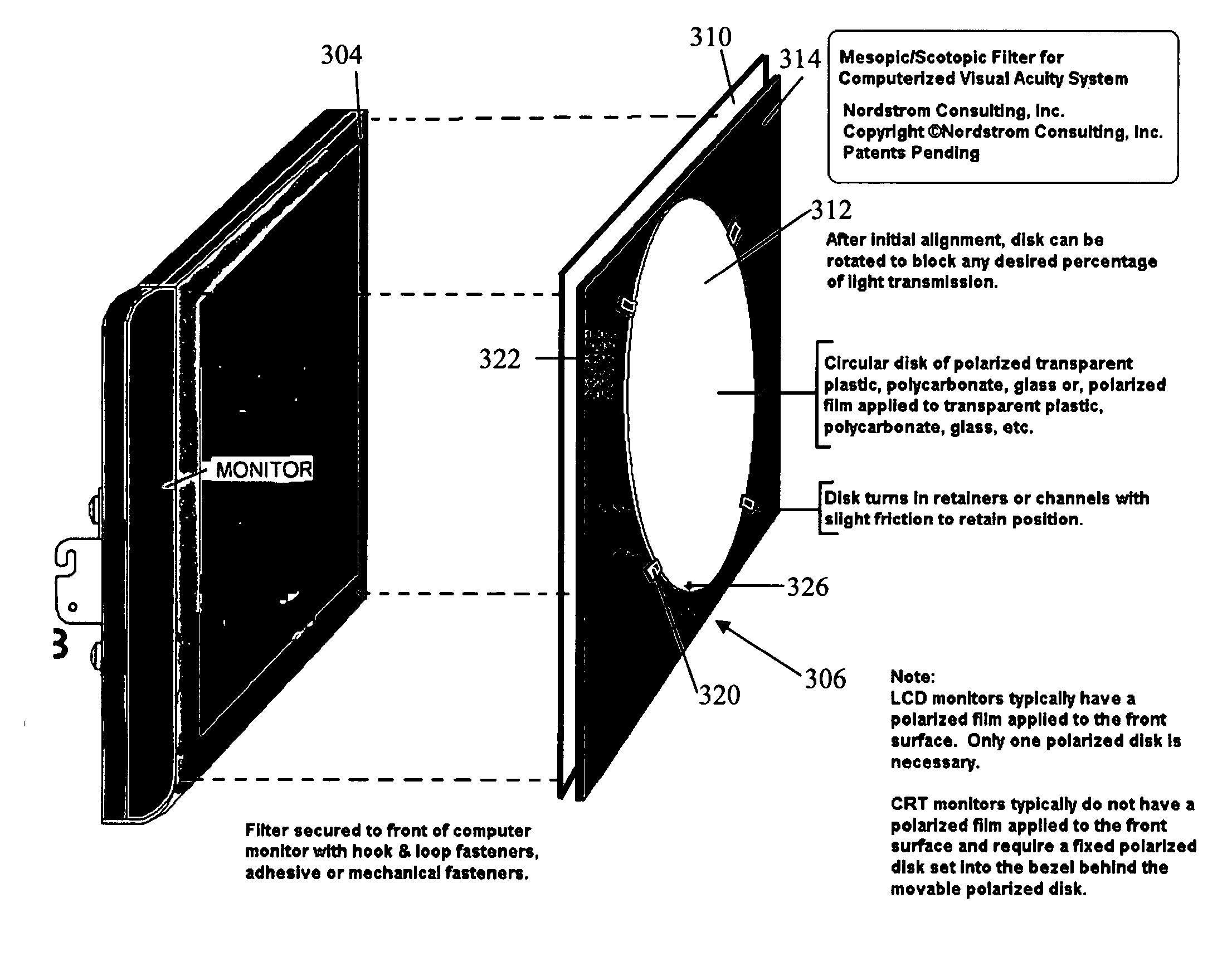 Auto-phoropter interface and computer monitor filter