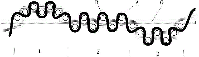 Woven fabric with three-layer three-dimensional effect and production method of woven fabric