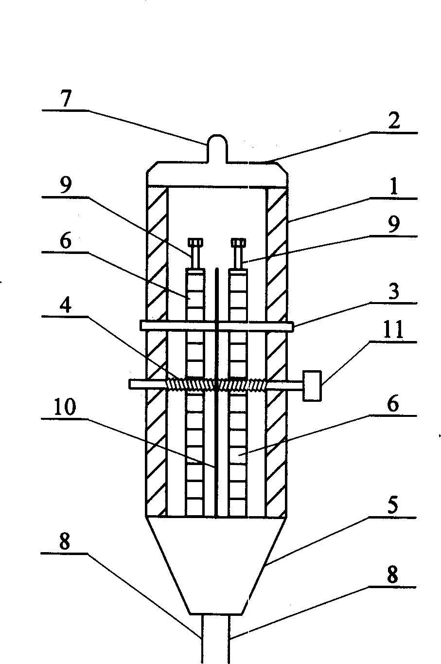 Dual tungsten electrodes welding torch in use for argon are welding