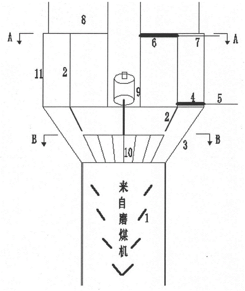 Pulverized coal distributer capable of adjusting air speed and pulverized coal concentration