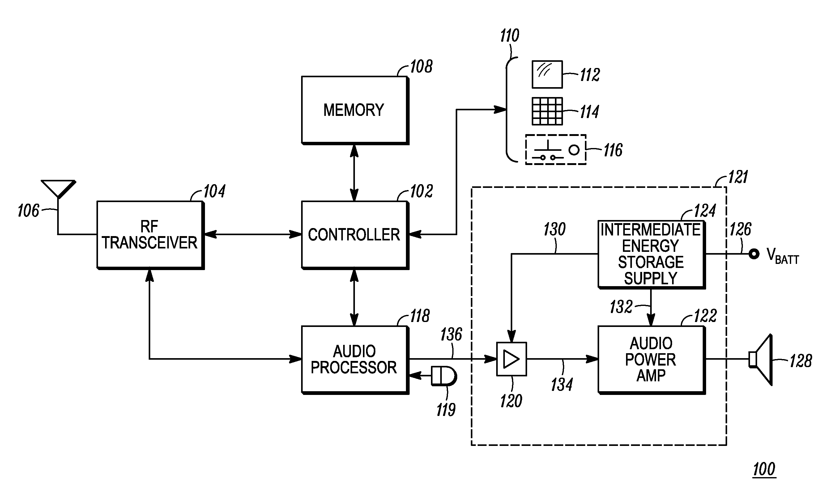 Input current limited power supply and audio power amplifier for high power reproduction of nondeterministic signals