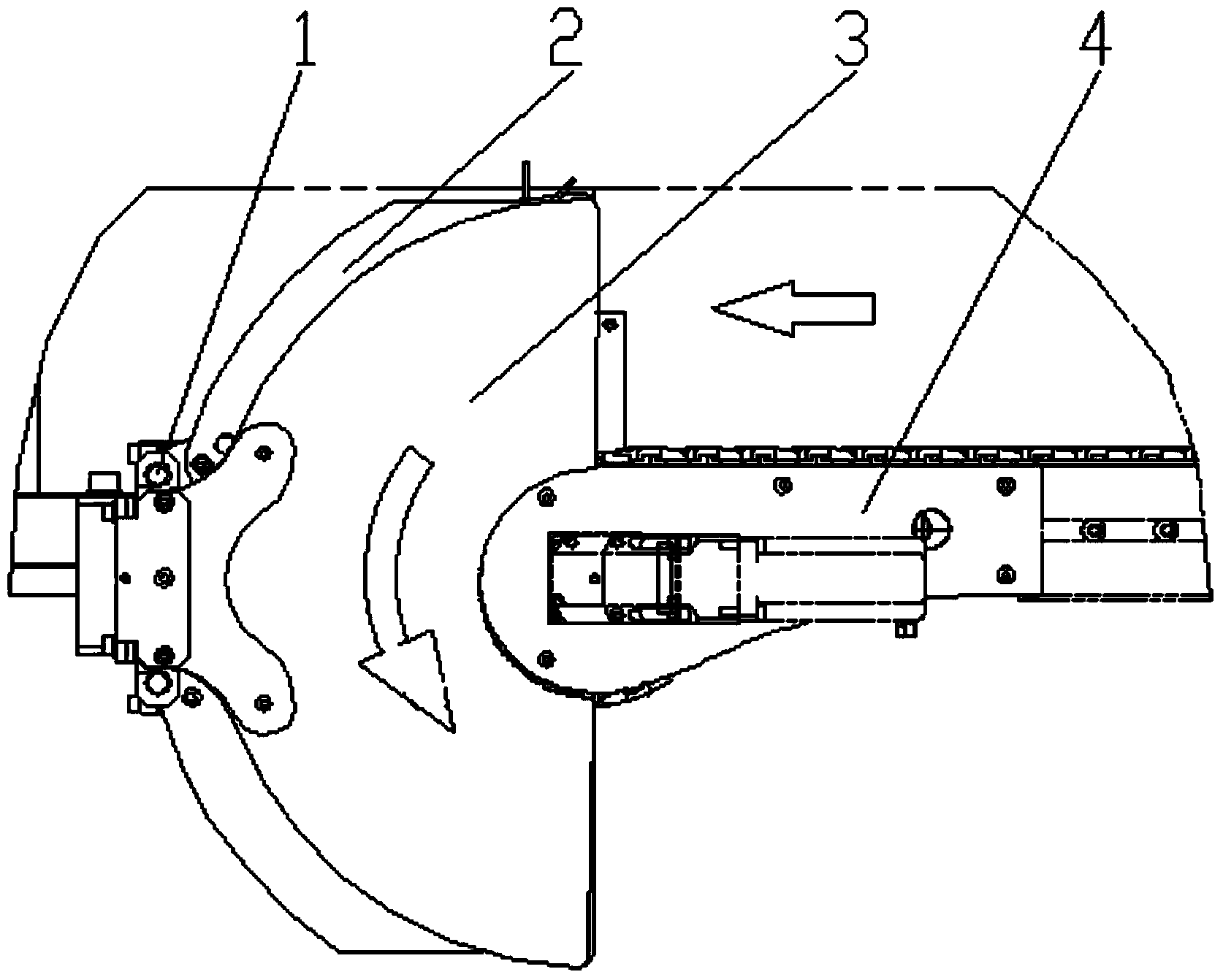 Flexible steering device for conveying rod-shaped materials