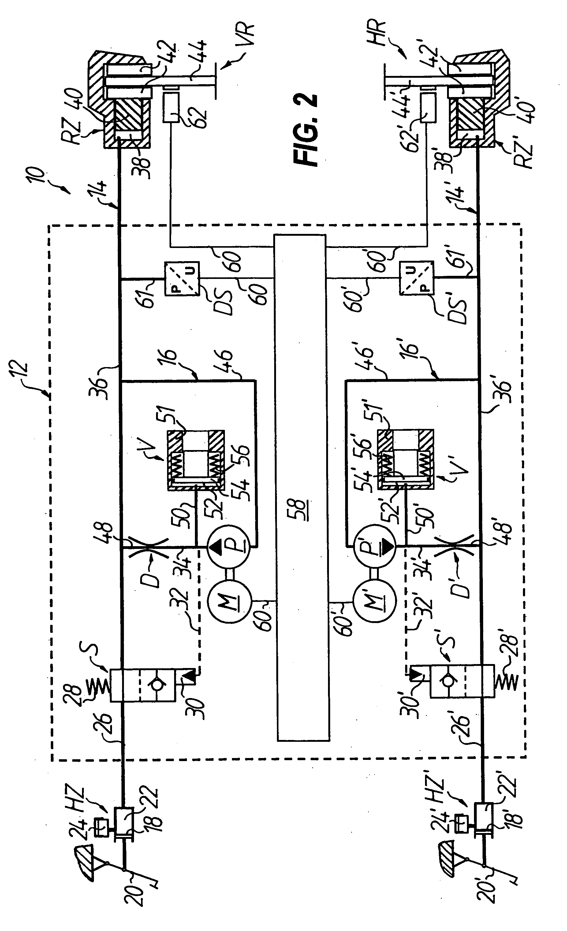 Anti-lock hydraulic braking system, in particular for motorized two-wheel vehicles