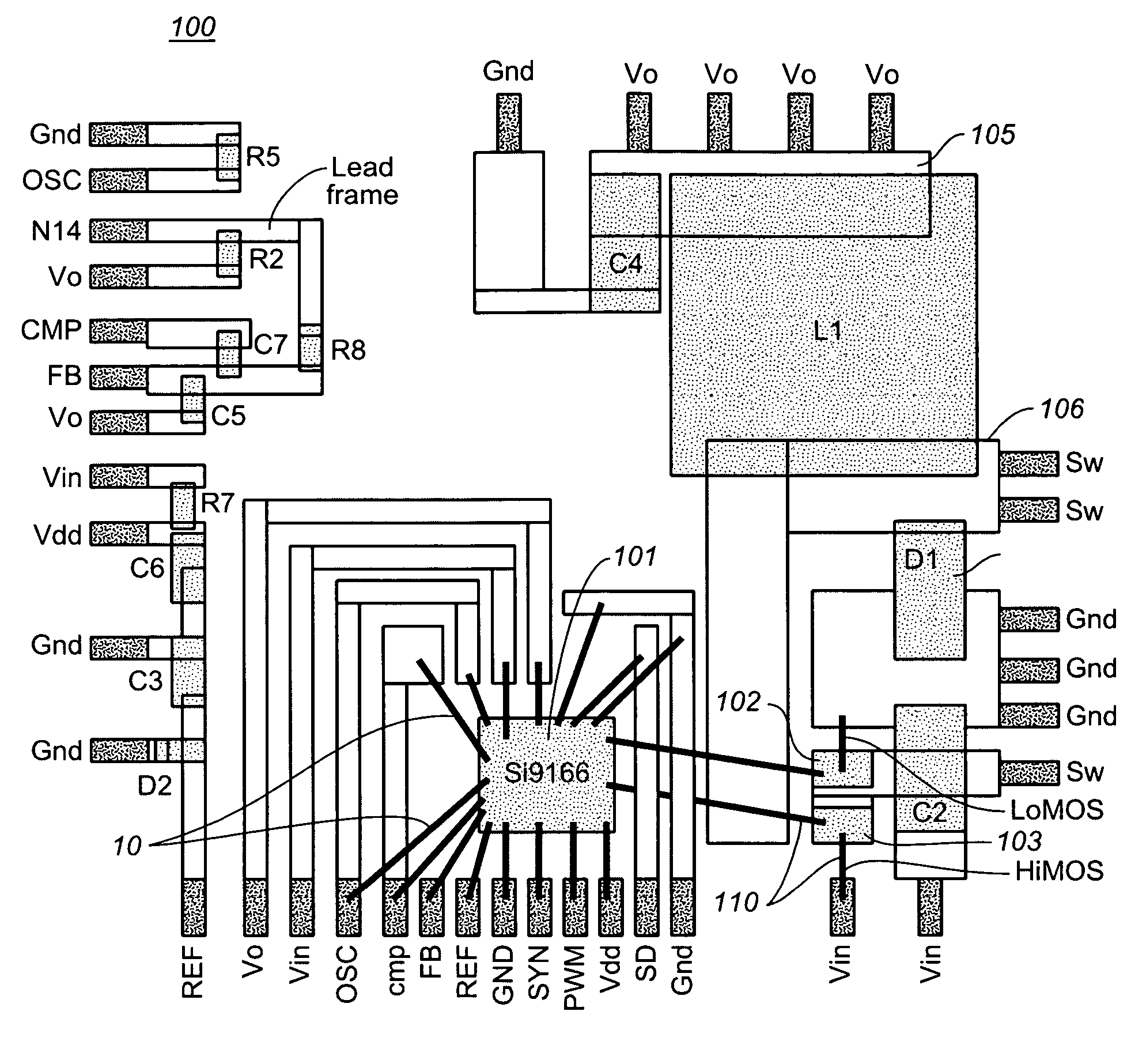 Complete power management system implemented in a single surface mount package