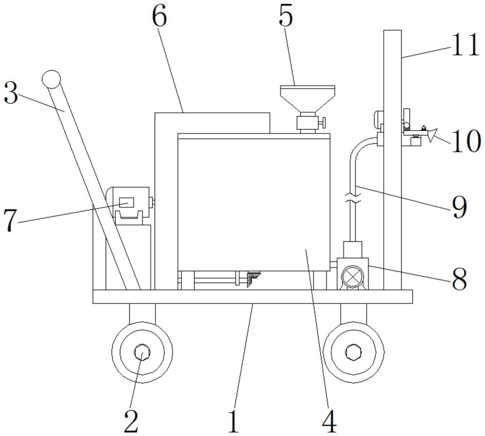 Pesticide mixing and spraying device for peach planting