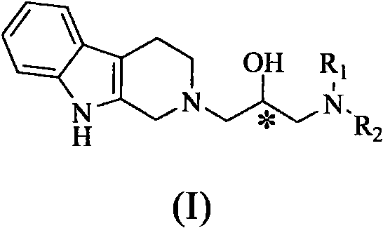 Isopropanolamine substructure-containing 1, 2, 3, 4-tetrahydro-beta-carboline compound and preparation method and application thereof