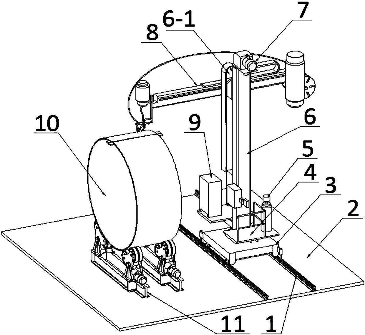 Welding device used for underground engineering waste water pipeline and working method of welding device