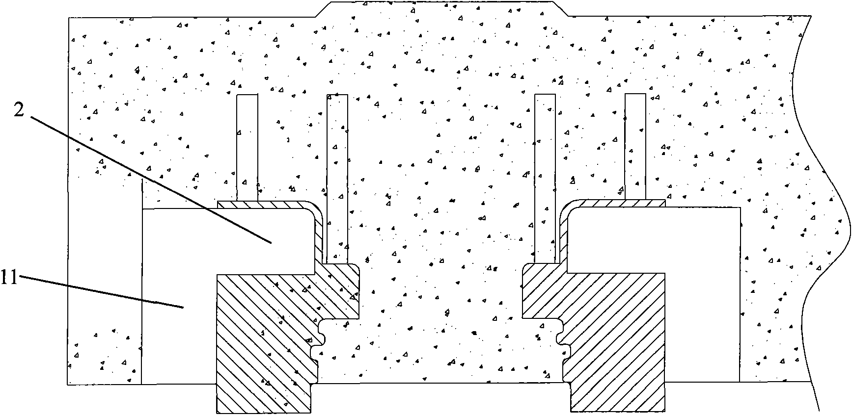 Novel embedded part for connecting stator and concrete beam