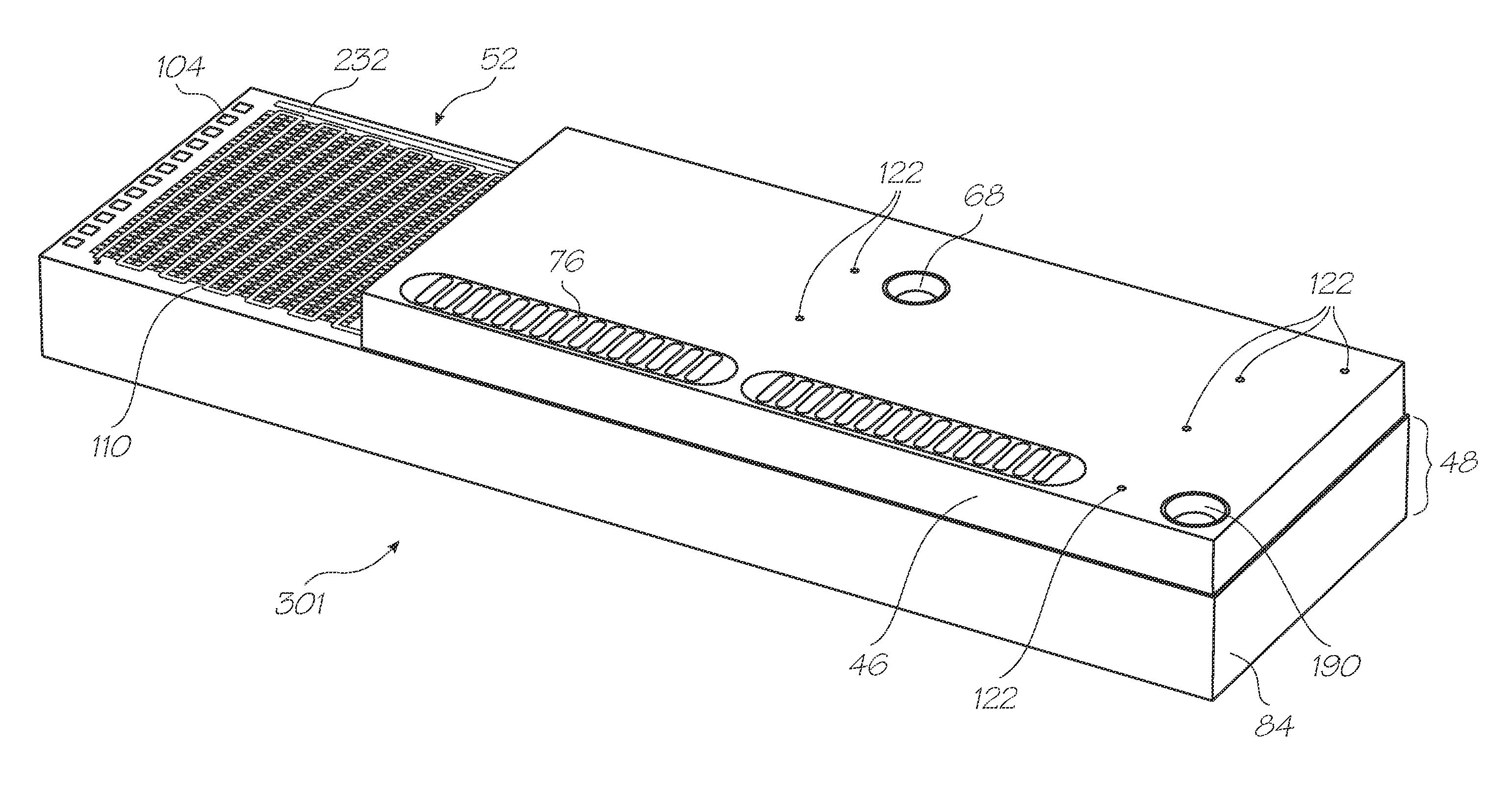 Loc device for electrochemiluminescent detection of target nucleic acid sequences with calibrated photodetection of probes in hybridization array