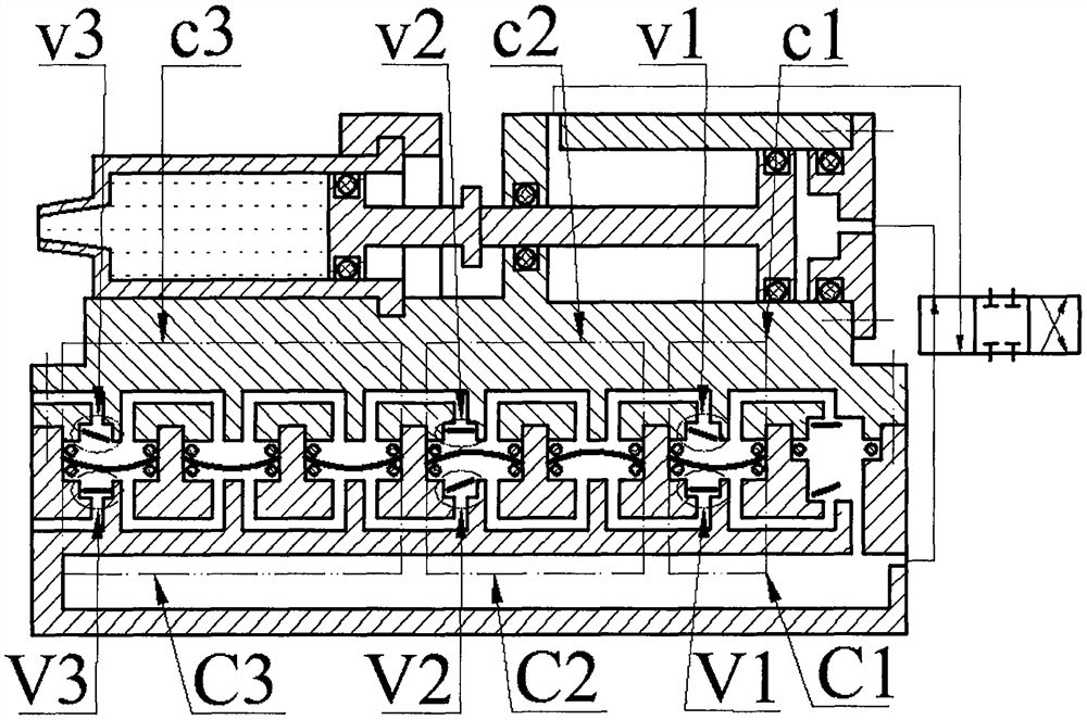 A drug delivery device driven by gas step-by-step compression