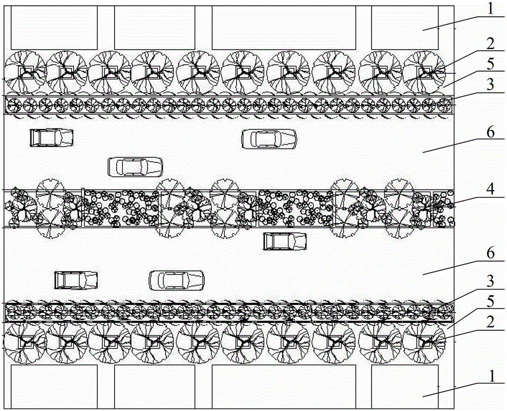 A boulevard suitable for urban parallel street canyons