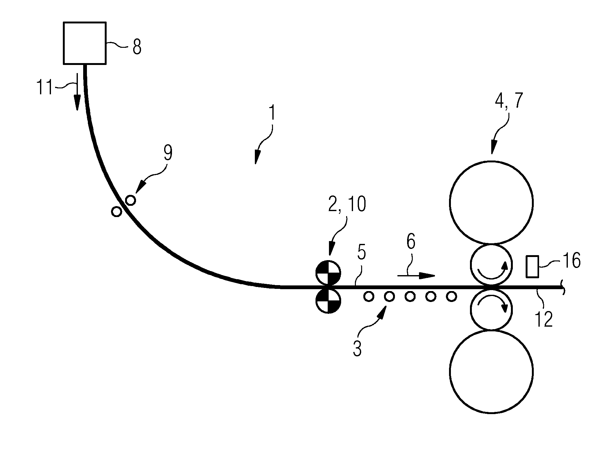 Width-altering system for strip-shaped rolled material