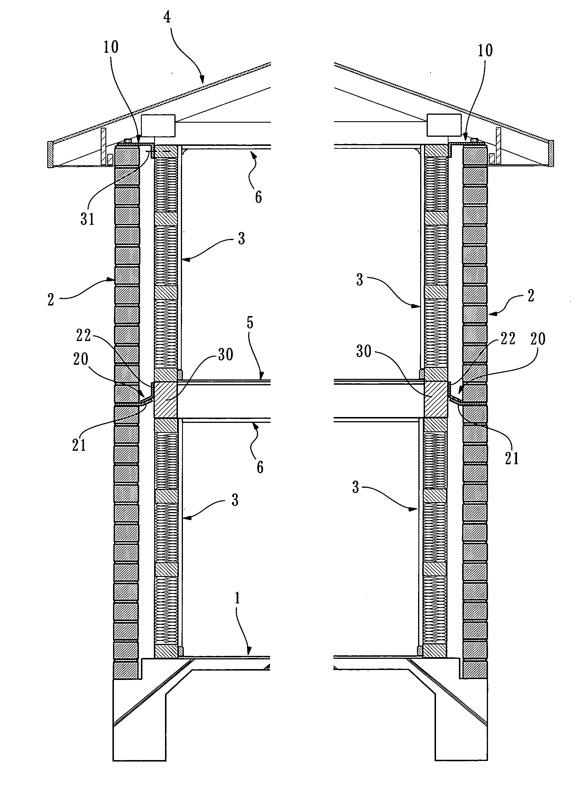 Wall construction of architectural structure