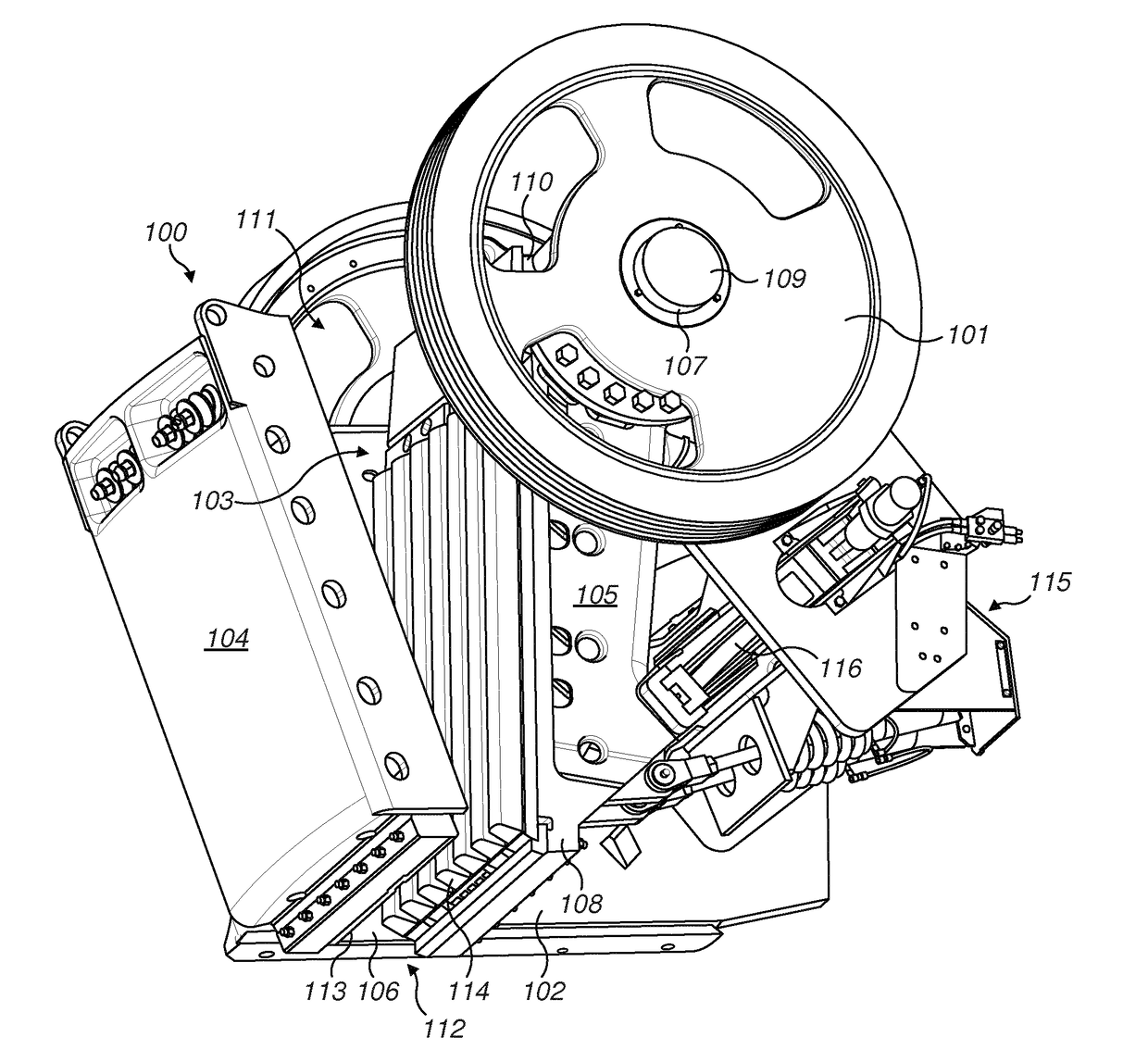 Eccentric crushing jaw mounting assembly