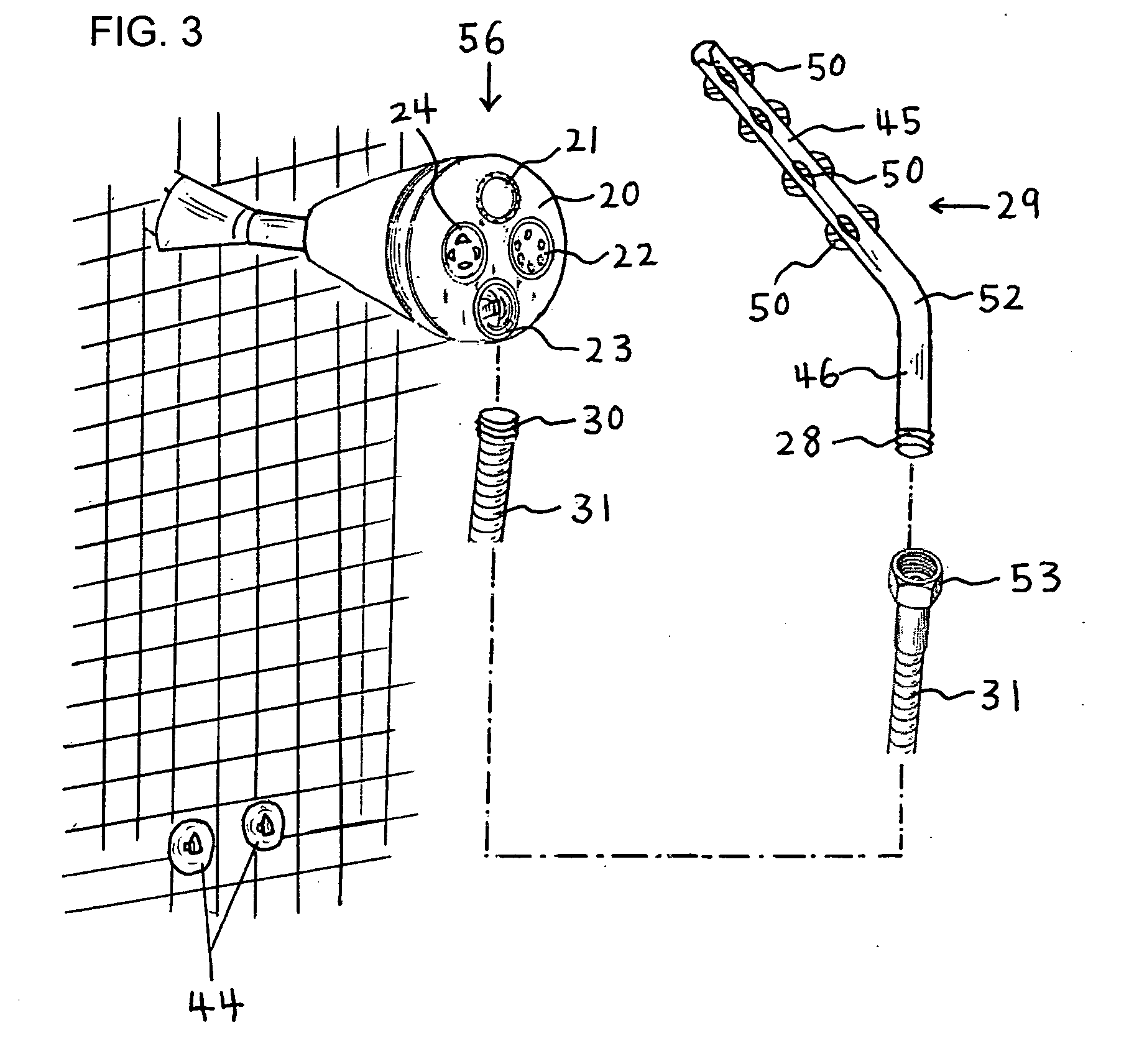 Novel function, douching mode, is built into the hand-held or wall-mounted showerheads for women's personal hygiene