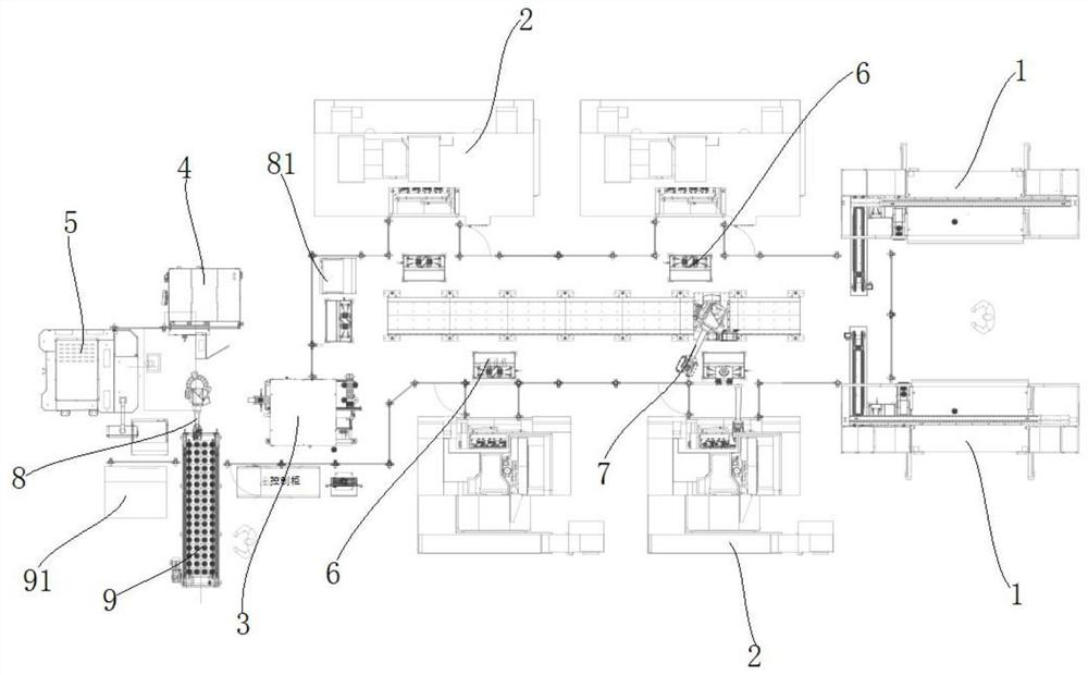 Turbocharger intermediate shell machining automation system and machining method