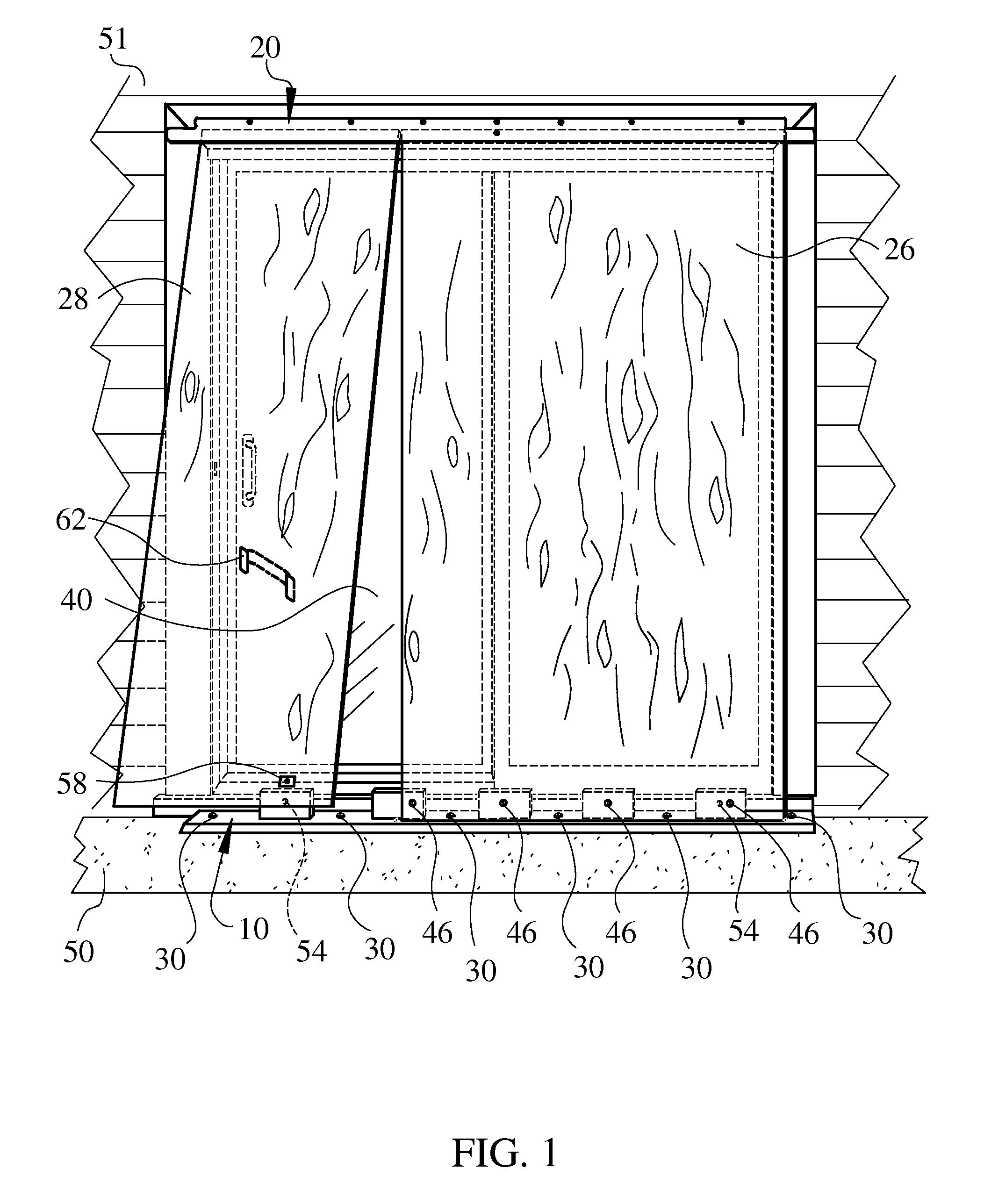 Do-it-yourself glass door or window hurricane panel lower edge support and attachment system