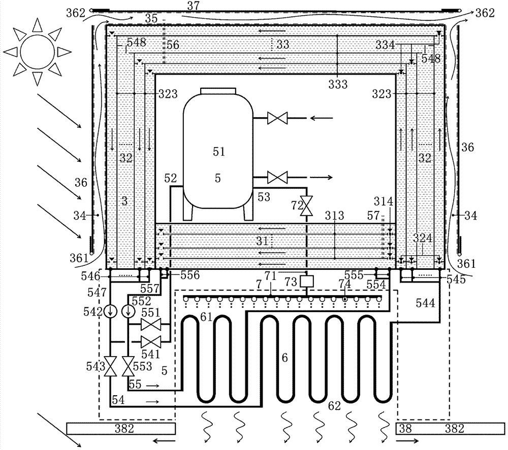 Low-energy-consumption container house and operation method thereof