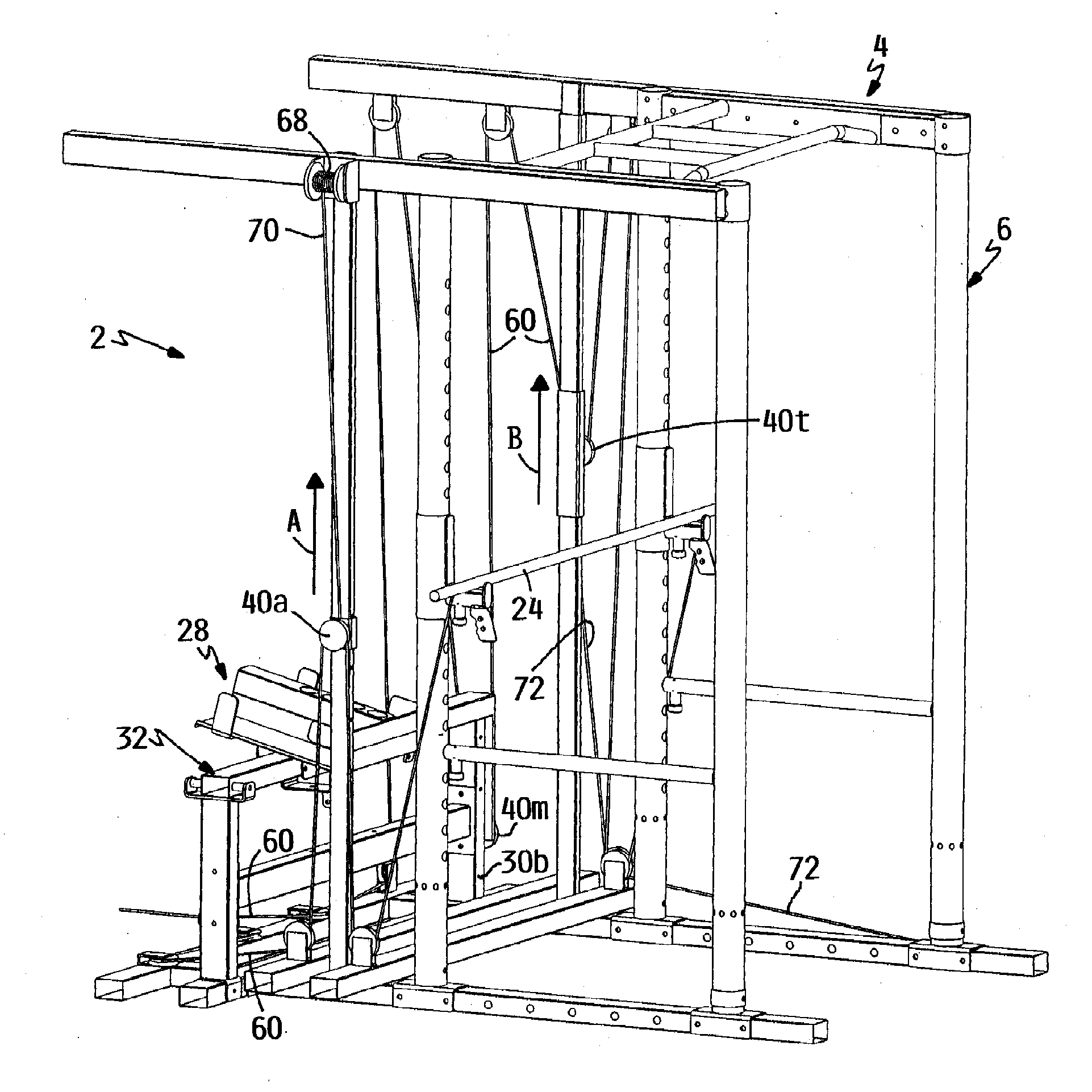 Exercise machine for providing weight lifting exercises similar to those provided by a free weight barbell