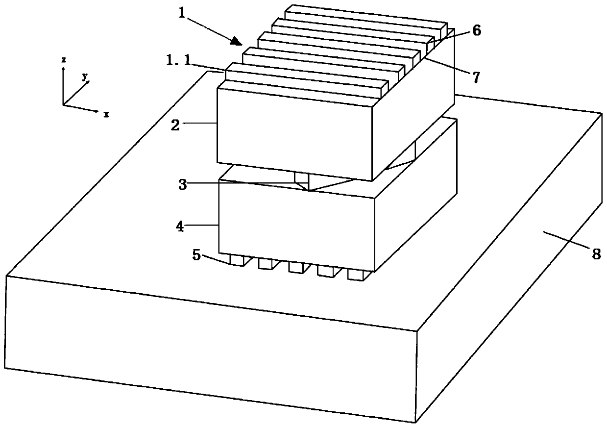 Blue light band asymmetric metamaterial polarization modulator and manufacturing method thereof