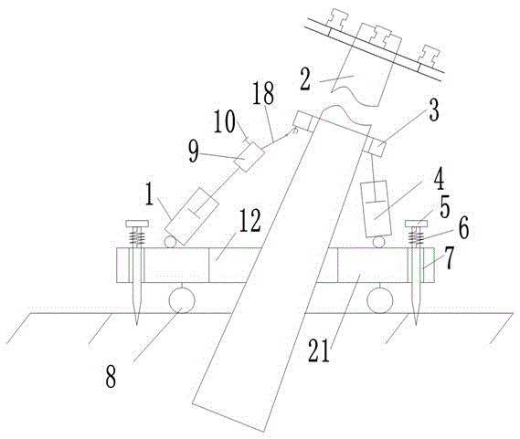 Restoration device for inclined telegraph pole