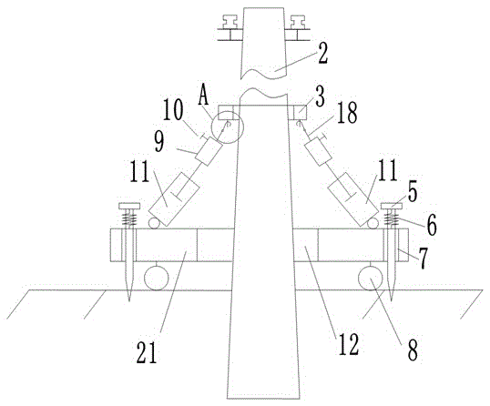 Restoration device for inclined telegraph pole