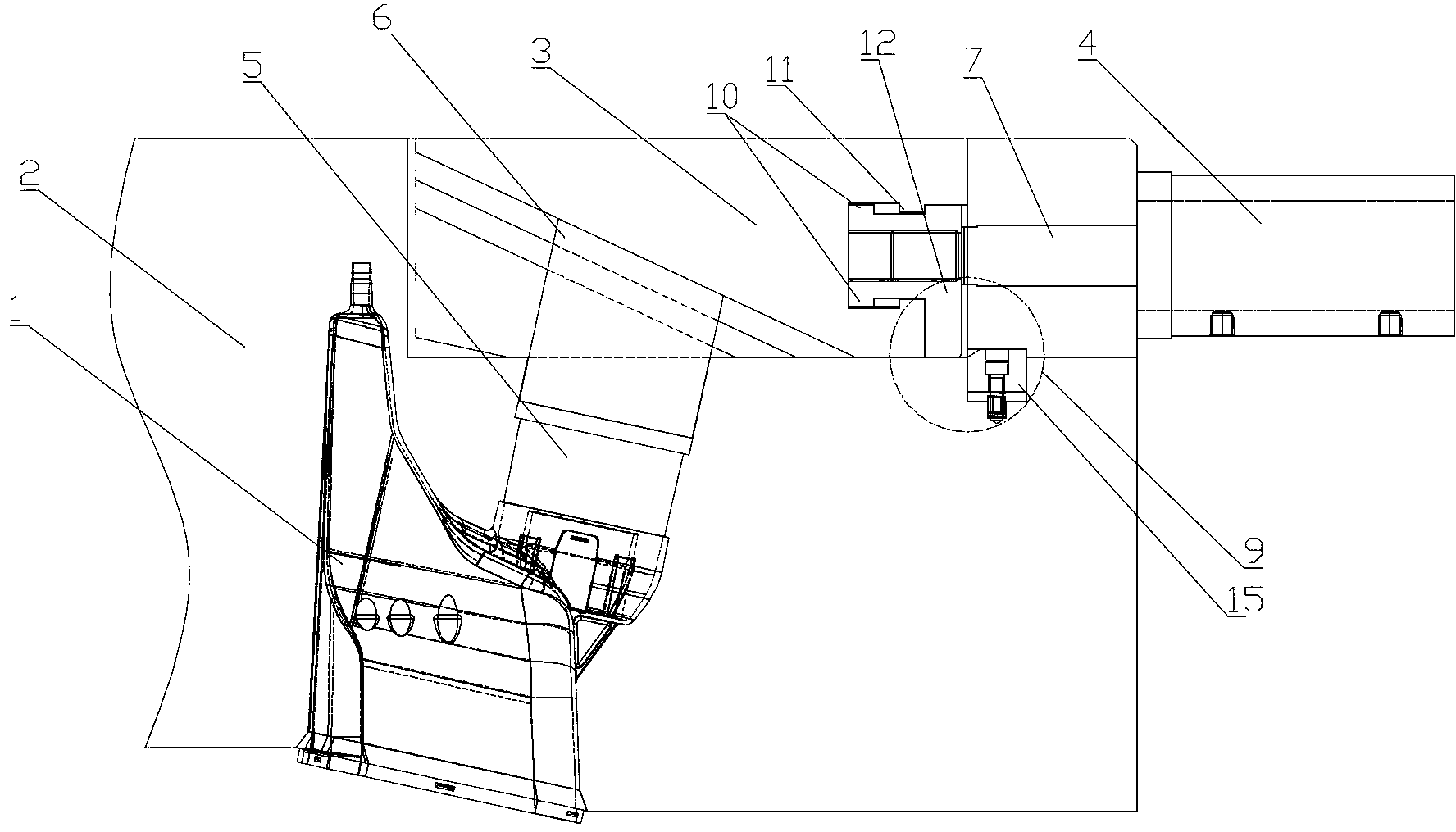 Self-locking structure for plastic mold cylinder slide block