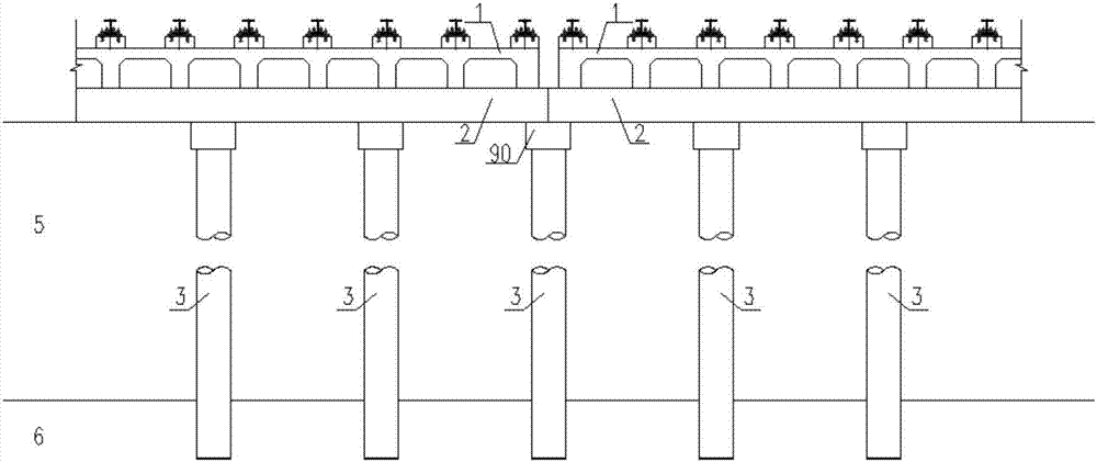 Pile foundation joist split-frame rail-bearing beam structure in the middle and low speed maglev double-line excavation section