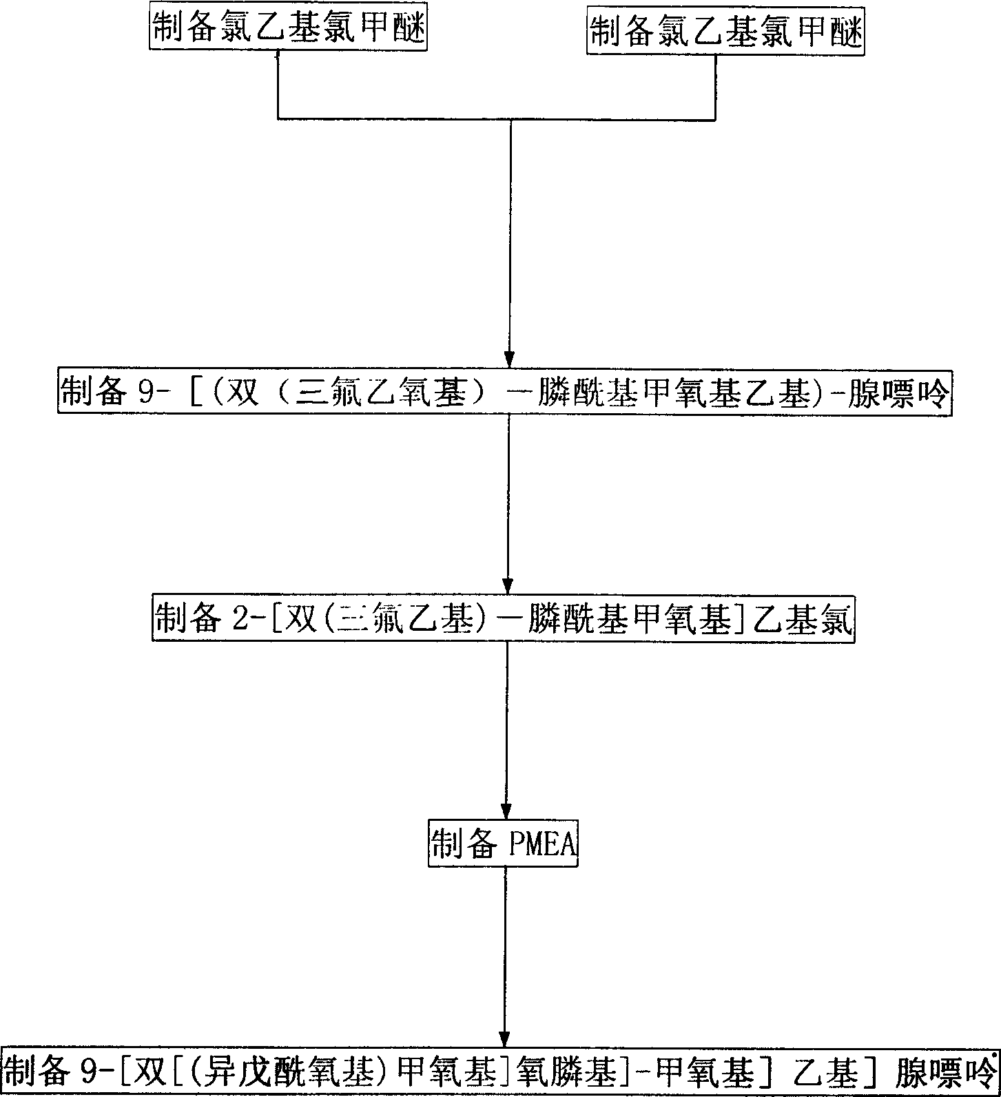 Synthesis process for Adefovir ester of anti hepatitis type B virus medicine