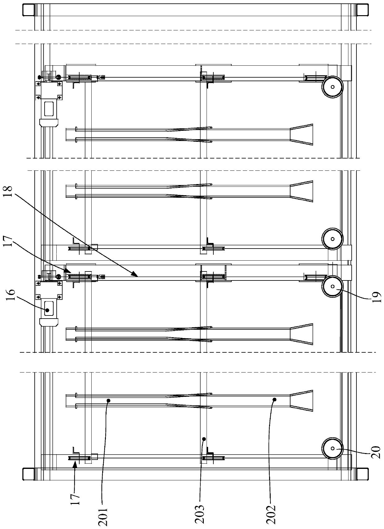 A lift and traverse bicycle garage